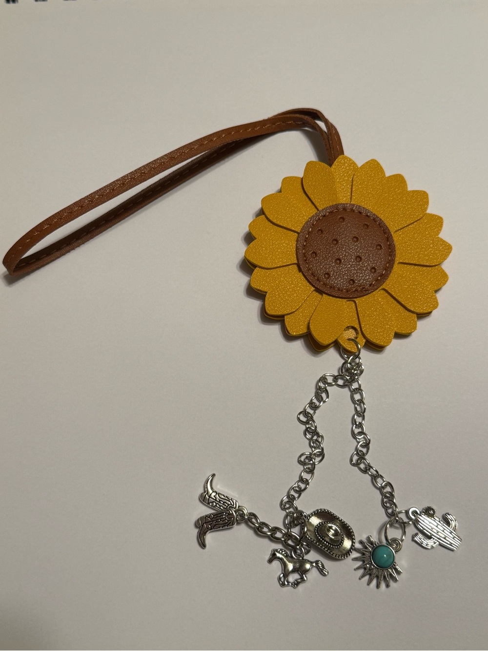 Boho Country Western Sunflower Rear View Mirror Hanger/Purse Accessory